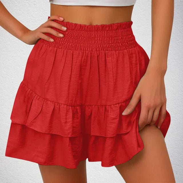 theperilsmovie Boho Skirt, Mini Skirt Boho Casual Mini Skirt Red / S