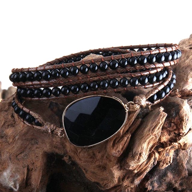 theperilsmovie Bracelets Boho Beaded Stone Wrap Bracelet Black / One Size