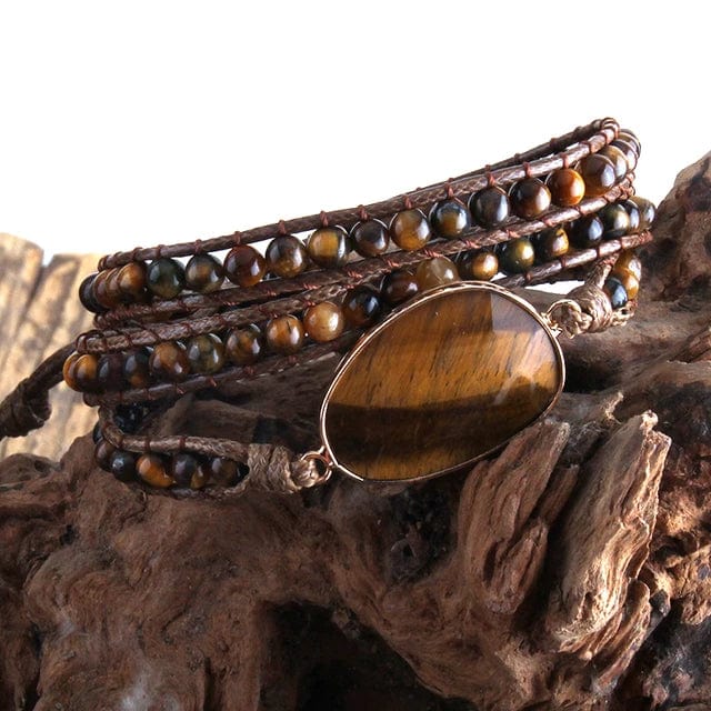 theperilsmovie Bracelets Boho Beaded Stone Wrap Bracelet Dark Brown / One Size