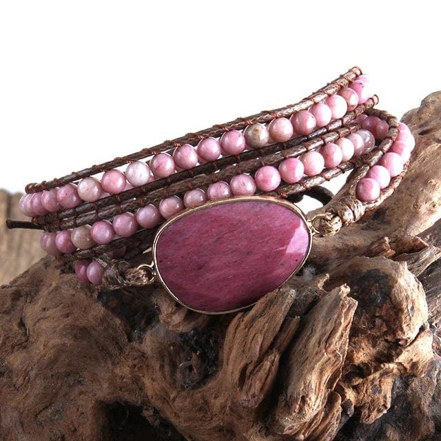 theperilsmovie Bracelets Boho Beaded Stone Wrap Bracelet Dark Pink / One Size