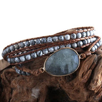 theperilsmovie Bracelets Boho Beaded Stone Wrap Bracelet Gray / One Size