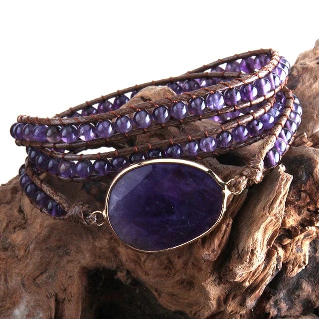 theperilsmovie Bracelets Boho Beaded Stone Wrap Bracelet Purple / One Size