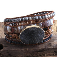 theperilsmovie Bracelets Boho Stone Beads Wrap Bracelet Dark Gray / One Size