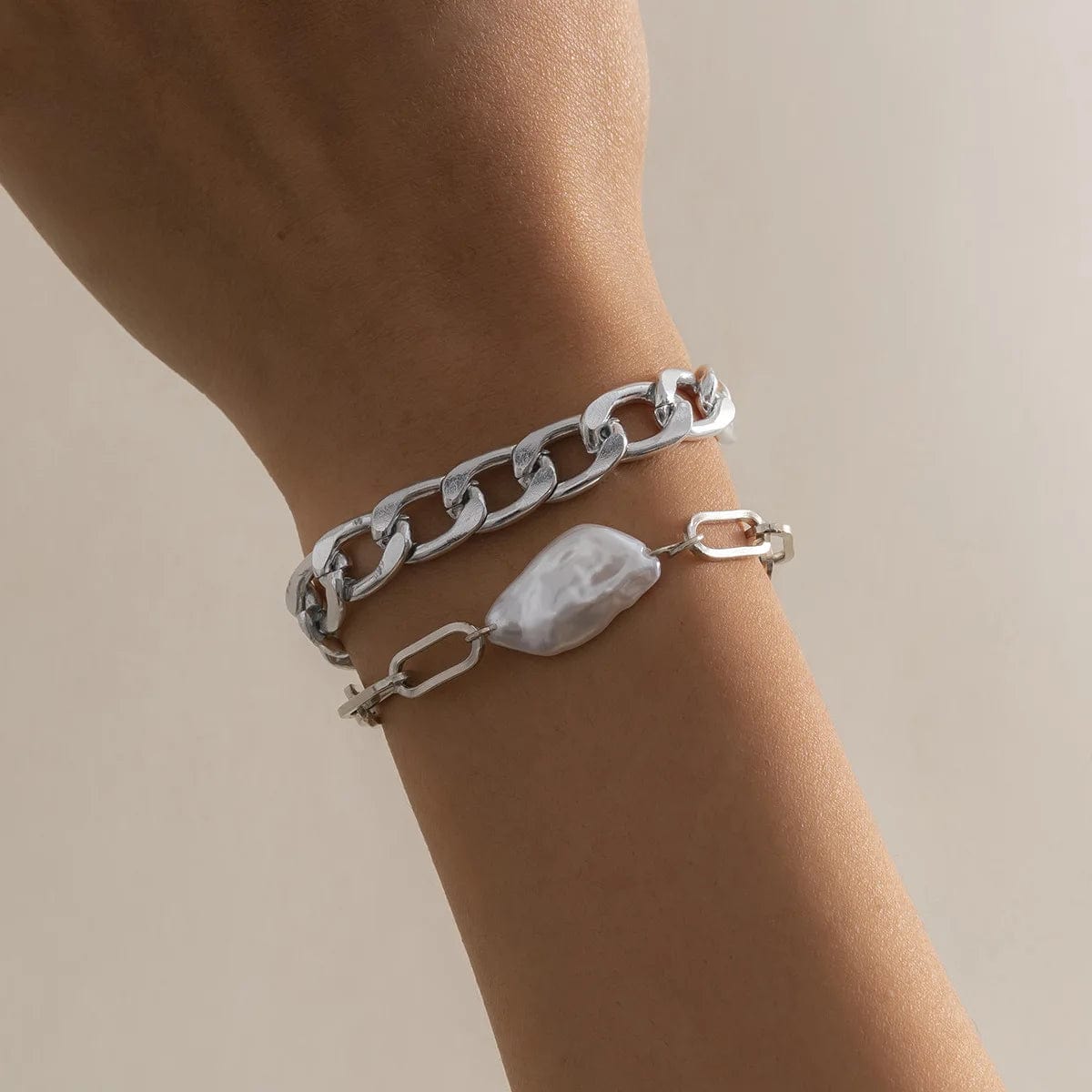 theperilsmovie Bracelets Boho White Stone Chain Bracelet Set Silver / One Size