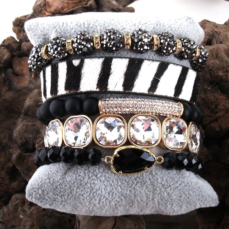 theperilsmovie Bracelets Leopard Print Multilayer Bracelet Set Black / One Size