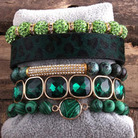 theperilsmovie Bracelets Leopard Print Multilayer Bracelet Set Green / One Size