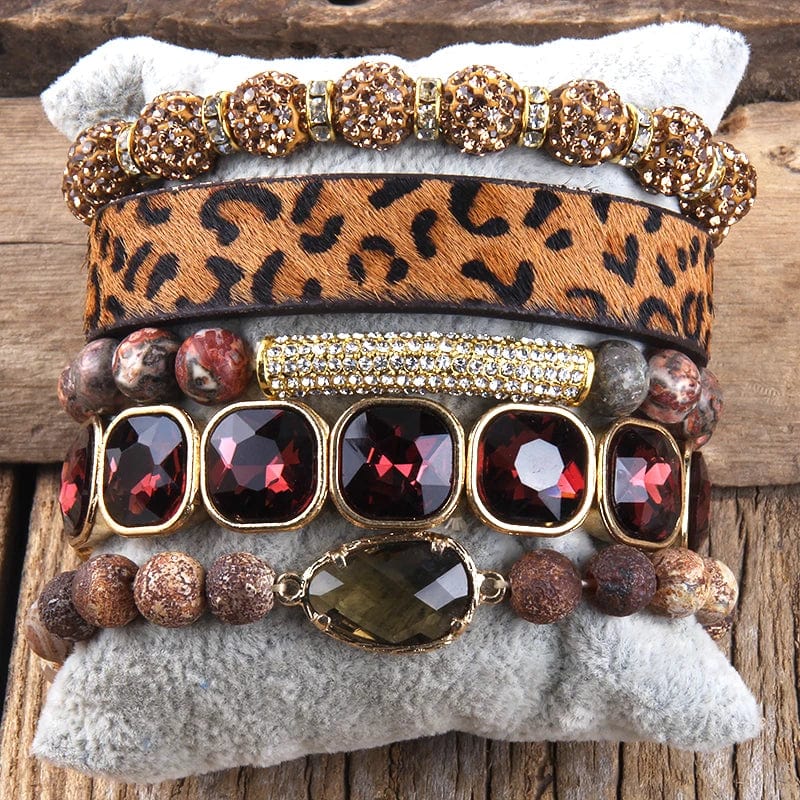 theperilsmovie Bracelets Leopard Print Multilayer Bracelet Set Red / One Size