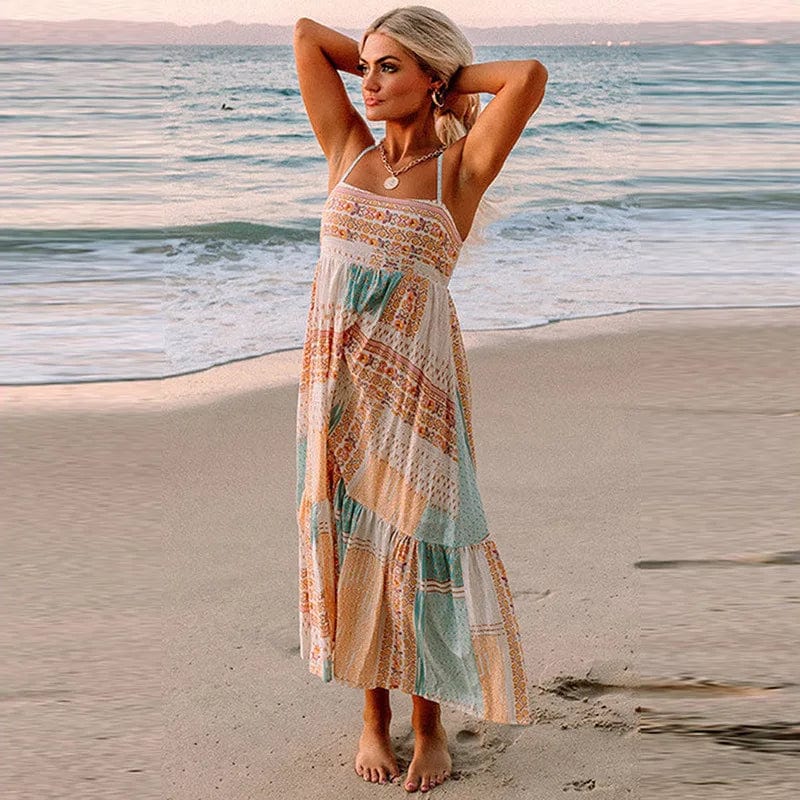 theperilsmovie Dress, Midi Dress, Long Dress Boho Beach Sundress Pink / S