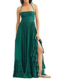 theperilsmovie Dresses, Maxi Dresses, Summer Dresses, Beach Dresses Hippie Backless Halter Dress Green / S