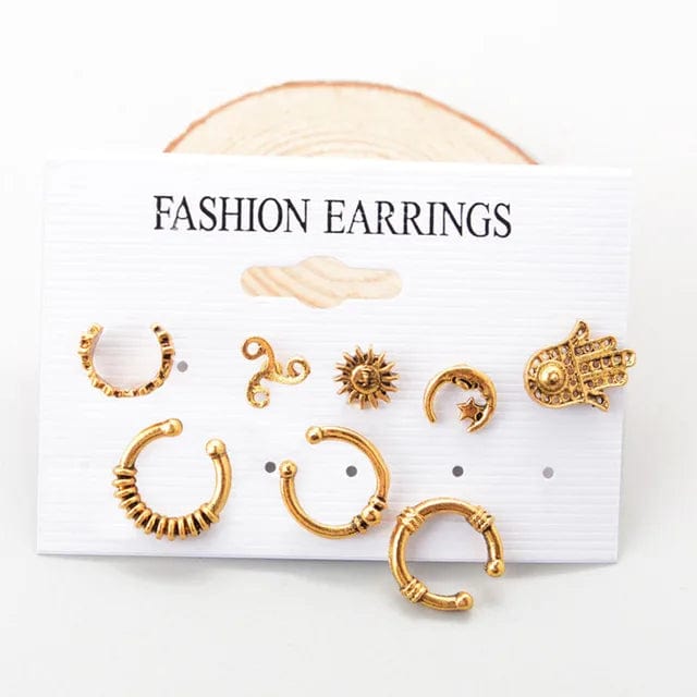 theperilsmovie Earrings, Clip Stud Earrings Bohemian Ear Clip Stud Earrings Gold / One Size