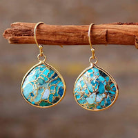 theperilsmovie Earrings, Drop Earrings Bohemian Turquoise Dangle Earrings Gold / One Size