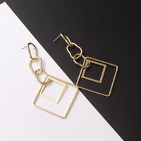 theperilsmovie Earrings, Drop Earrings Chainlink Double Square Drop Earrings Gold / One Size