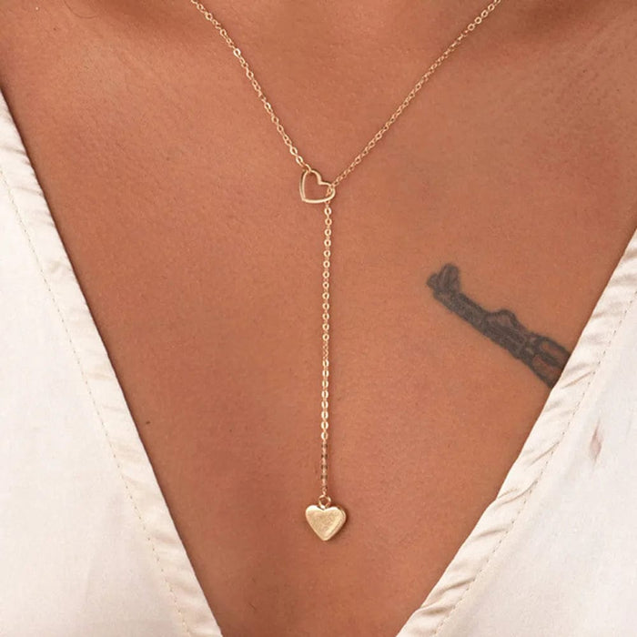 theperilsmovie Necklaces Gold / One Size Boho Chain Link Heart Necklace