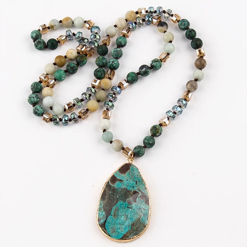 theperilsmovie Pendant Necklaces, Beads Necklace Boho Turquoise Stones Necklace Green / One Size