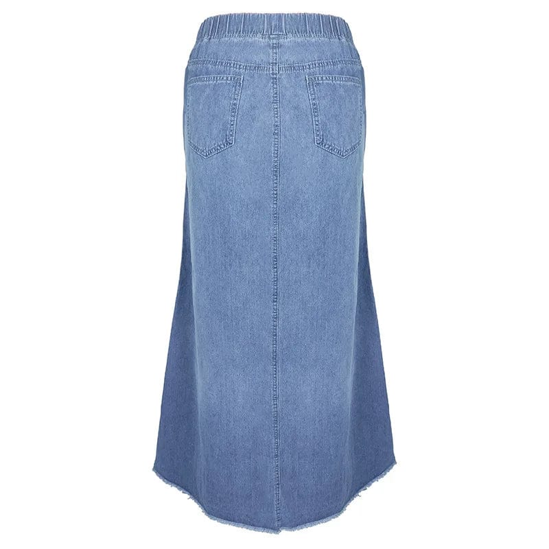 theperilsmovie Skirt, Maxi Skirt Bohemian Style Denim Maxi Skirt