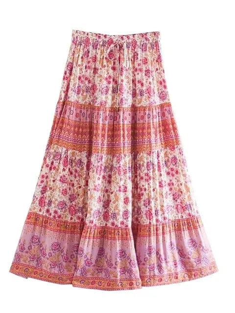 theperilsmovie Skirts, Maxi Skirts Pink / S Boho Inspired Floral Skirt