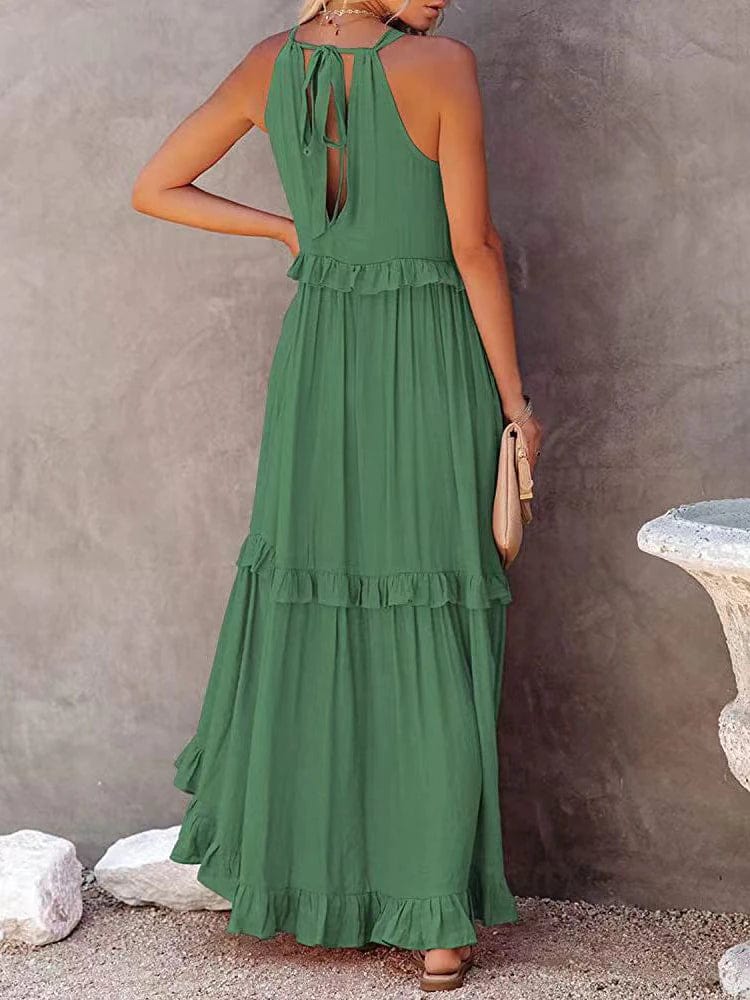 theperilsmovie Boho Dress, Beach Dress, Summer Dress, Maxi Dress, Chic Dress, Long Dress, Below knee dress, Sun Dress Boho Ruffle Pullover Summer Maxi Dress